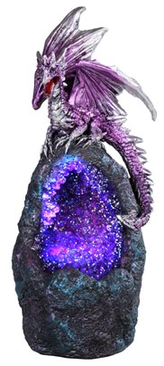 6 3/4" Pink Dragon Purple LED Crystal Stone | GSC Imports