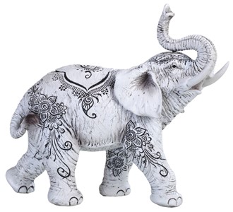 7" White Tatoo Elephant | GSC Imports