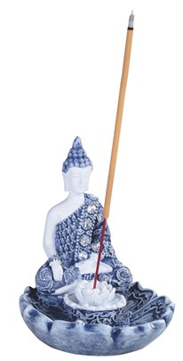 4 1/4" Blue/White Buddha Incense Burner | GSC Imports