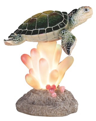5 1/2" LED Green Sea Turtle on Coral | GSC Imports