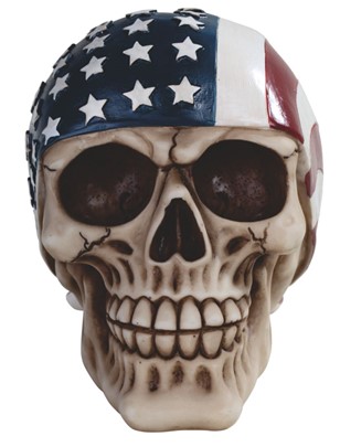 skull wearing american flag bandana