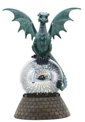 Teal Dragon on LED Glass Globe | GSC Imports