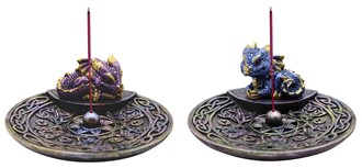 Purple and Blue Dragon Incense Burner 2 pieces Set | GSC Imports