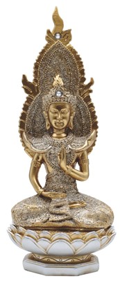 Thai Buddha in Gold and Silver on Lotus | GSC Imports