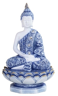 Thai Buddha in Blue and White on Lotus | GSC Imports