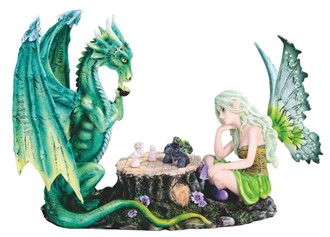 Green Fairy Playing Chess with Dragon | GSC Imports