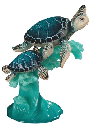 Sea Turtle W/Baby on Wave 6.5" | GSC Imports