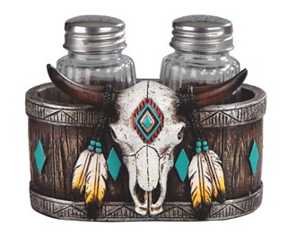 Bufflo Skull Salt & Pepper 4 1/4"W | GSC Imports