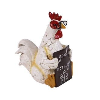 Rooster with Glasses and Sign | GSC Import