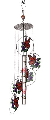 5-Ring Orange Butterfly Wind Chime | GSC Imports