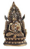 Grande Thai Buddha Nero Lilla Su Elefante 38 CM Poly Figura