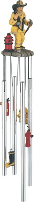 US Fireman on Call Round Top Wind Chime