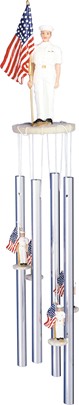 US Navy with US Flag Top Wind Chime