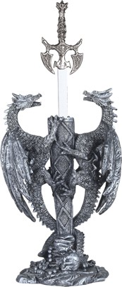 Silver Dragon with Sword
