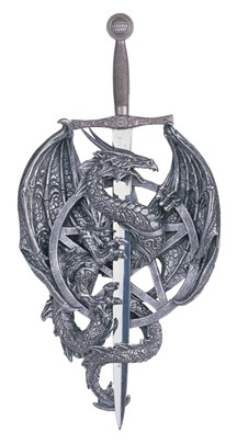 Silver Dragon with Sword