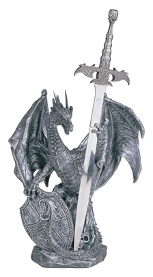 Silver Dragon with Sword