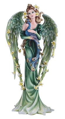 Large-scale Green Angel Fairy with Peacock