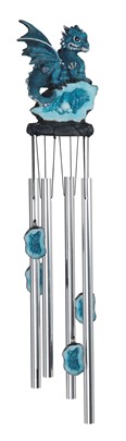 Dragon Wind Chime on Blue Crystal, Round Top
