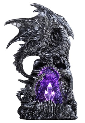 Silver Dragon on a LED Purple CrystalStone