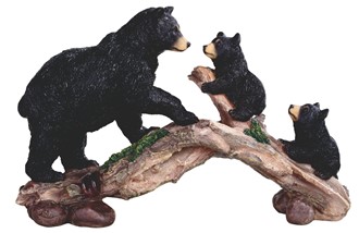 Bear with Cubs on Bridge