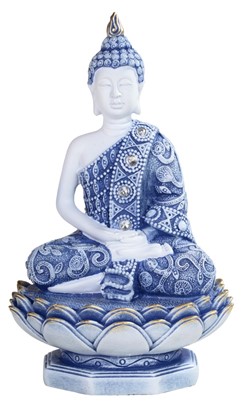 Blue&White Buddha in Lotus Seat