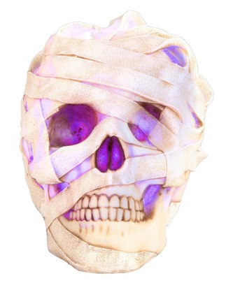 LED Unwrapped Mummy Skull