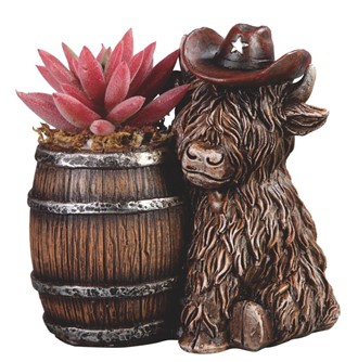 Highland Cow Cowboy Hat with Barrel