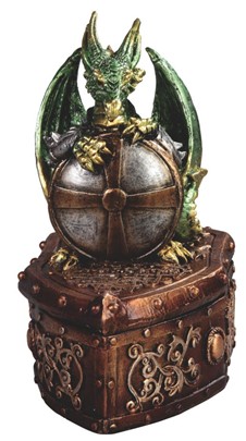 Green Dragon with Shield Trinket Box