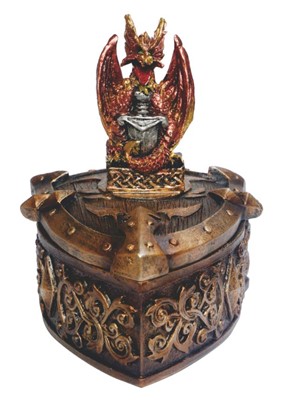 Red Dragon with Sword Trinket Box