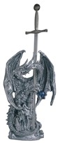 View Large-scale Silver Dragon in Armor with Sword