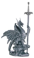 View Large-scale Silver Dragon in Armor with Sword