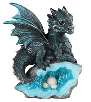 Chen Imports SS-G-71469 Blue Baby Dragon in Eggshell with Gem Figurine George S 4.5 