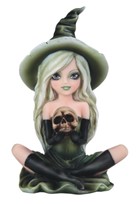 View Green Witch Girl with Skull