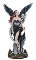 View Dark Angel Fairy with White Dragon