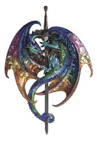 View Purple/Green Dragon Wall Plaque with Sword