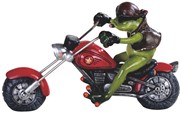 View Frog with Bandanas on Red Bike