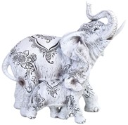 View Decorative White Elephant with Cub