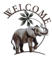 View Elephant Welcome Wall Plaque