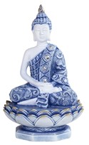 View Blue&White Buddha in Lotus Seat