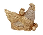 View Gold Chicken with Eggs and Chick