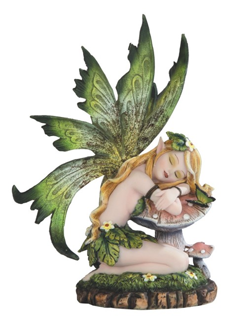 Pink fairy with black cat Fairy on Mushroom | GSC Imports
